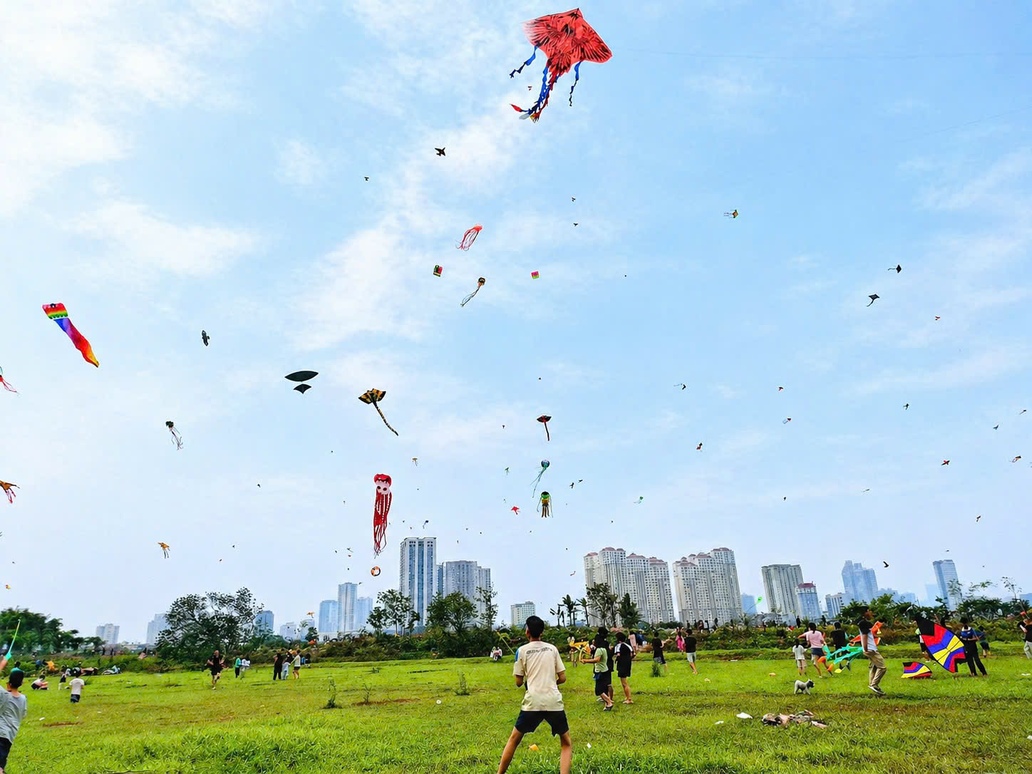 Thả diều - thú vui 'gây nghiện' mới của nhiều người Hà Nội: Mưa cũng chơi, tối vẫn đông kín bãi- Ảnh 1.