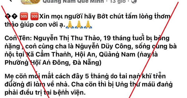 Giả mạo việc con gái 19 tháng tuổi bị bỏng nặng để lừa đảo kêu gọi tiền từ thiện