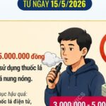 Từ ngày 15/5/2026, sử dụng thuốc lá điện tử có thể bị phạt đến 5 triệu đồng