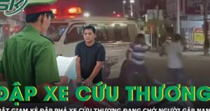 Bắt giam người đàn ông đập phá xe cứu thương đang chở người gặp nạn