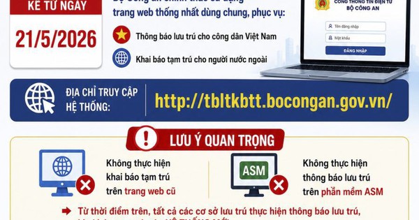 Từ 21/5, khai báo lưu trú, tạm trú thực hiện trên nền tảng mới