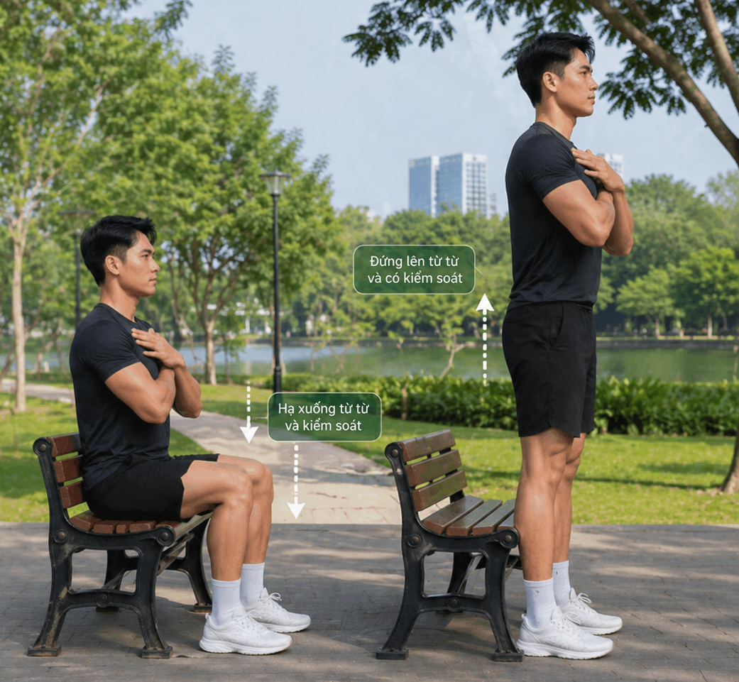 5 bài tập với ghế đá công viên giúp tăng cường sức mạnh đôi chân- Ảnh 3.