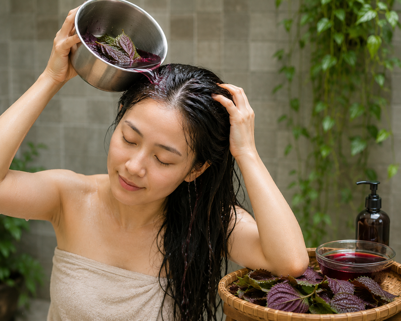 Dùng nước tía tô gội đầu mọc tóc con hiệu quả như thế nào?- Ảnh 1.