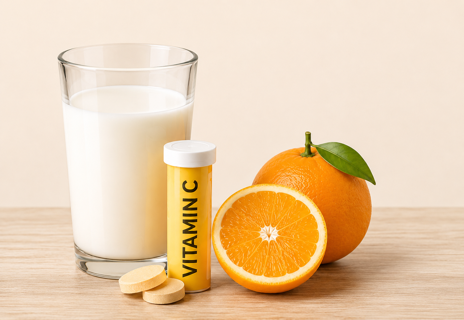 Uống vitamin C với sữa được không?